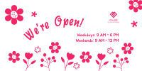 We're Open Flower Power Twitter post Image Preview