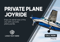 Private Plane Joyride Postcard Design