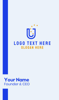 Blue Letter U & Stars Business Card Design