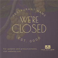 Rustic Closed Restaurant Instagram post Image Preview