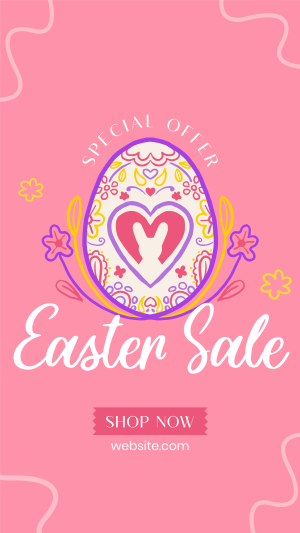 Floral Egg with Easter Bunny and Shapes Sale Facebook story Image Preview