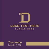 Golden Letter D Business Card Design