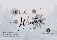 Minimalist Winter Greeting Postcard Design