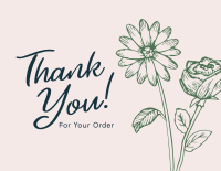 Doodle Floral  Thank You Card Image Preview