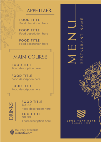 Petal Flower Diner Menu Preview