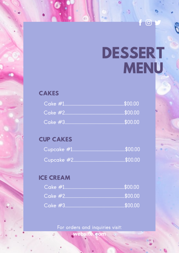 Dessert Menu Design Image Preview