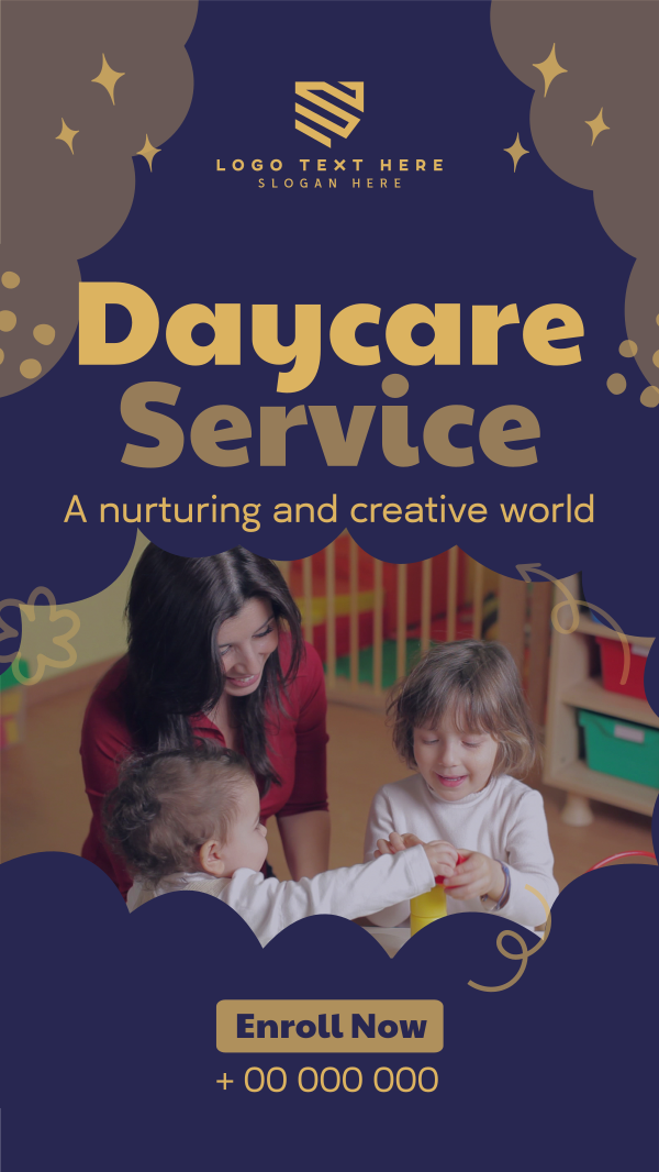 Cloudy Daycare Service Facebook Story Design Image Preview