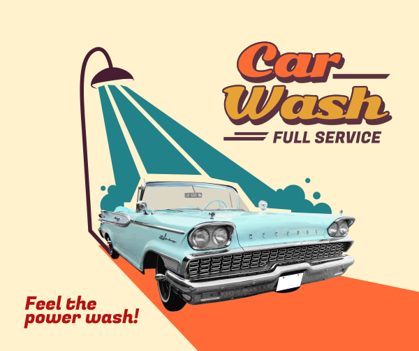 Retro Car Wash Facebook Post Design Image Preview