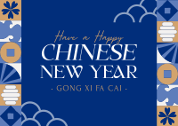 Chinese New Year Tiles Postcard Image Preview