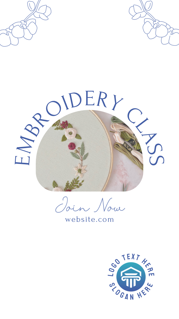 Embroidery Class Instagram Story Design Image Preview