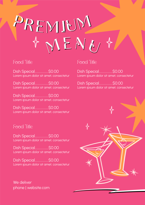 Sparkly Cocktails Menu Design