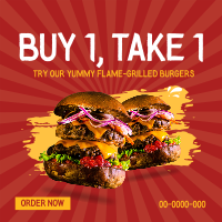 Flame Grilled Burgers Instagram Post Design