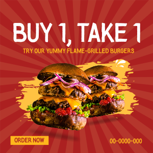 Flame Grilled Burgers Instagram post Image Preview