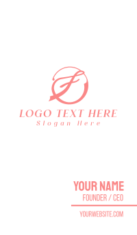 Pink Cursive F Business Card Design