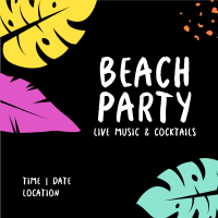 Beach Party Neon Instagram Post Design