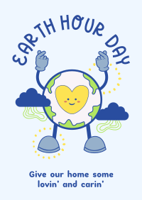Happy Earth Mascot Poster Design