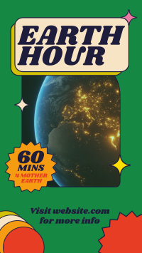 Retro Earth Hour Reminder TikTok video Image Preview