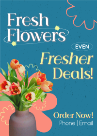 Fresh Flowers Sale Poster Design