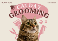 Cat Day Grooming Postcard Image Preview