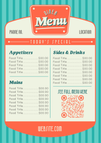 Retro Generic Diner  Menu Preview