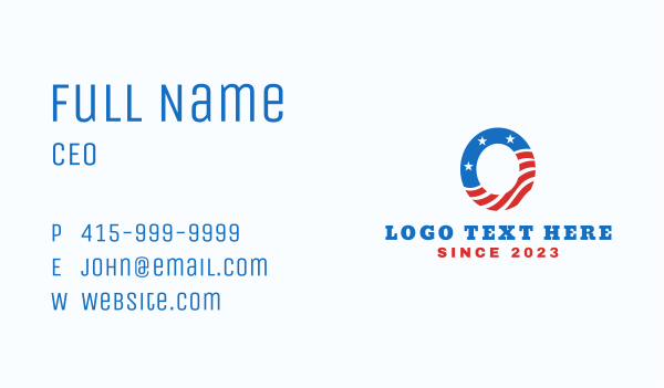 American Flag Letter O Business Card Design Image Preview