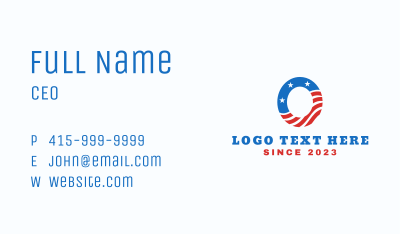 American Flag Letter O Business Card Image Preview