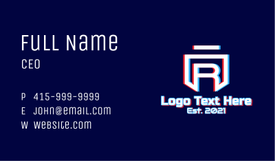 Static Motion Letter R Shield Business Card