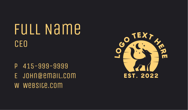 Yellow Howling Wolf  Business Card Design Image Preview