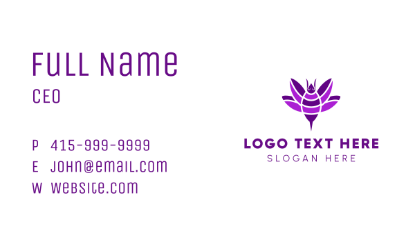 Purple Lotus Bee Business Card Design Image Preview