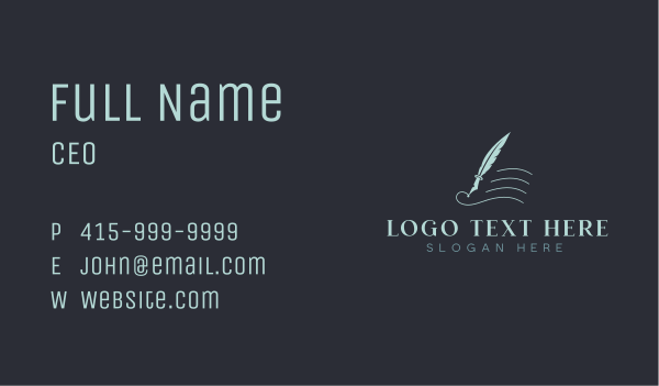 Quill Author Writer Publisher Business Card Design Image Preview