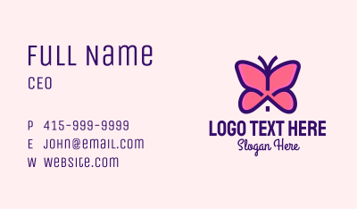 Pink Butterfly House Business Card Image Preview