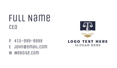 Book Law Scale Justice Business Card