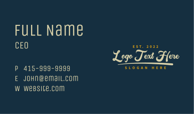 Cursive Hipster Wordmark Business Card Image Preview
