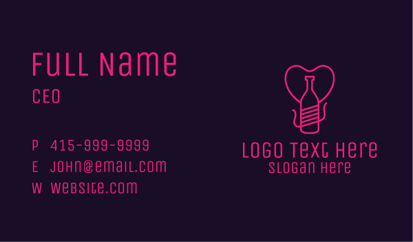 Pink Heart Bottle Liquor Business Card Design Image Preview
