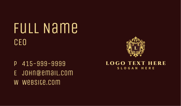 Decorative Royal Shield  Business Card Design Image Preview