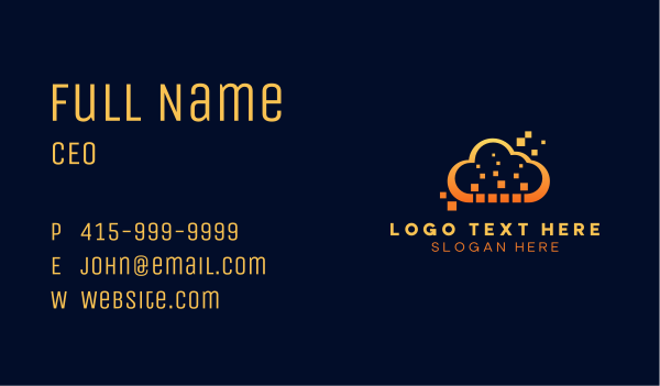 Creative Pixel Cloud Business Card Design Image Preview