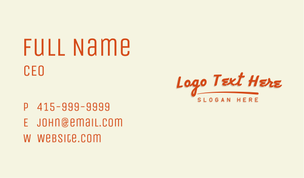 Cursive Retro Wordmark Business Card Design Image Preview