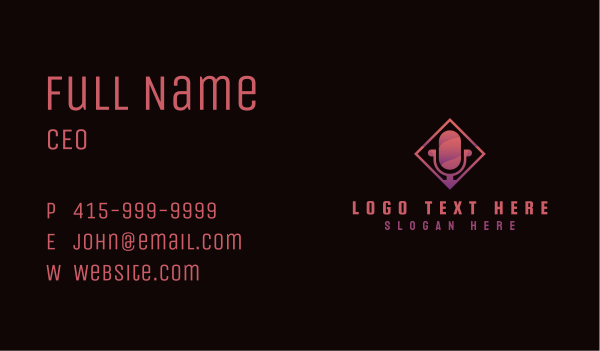 Gradient Microphone Podcast Business Card Design Image Preview