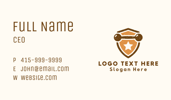 Dumbbell Star Shield Business Card Design Image Preview