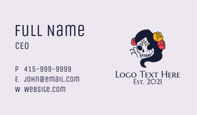 Decorative Lady Skull Business Card