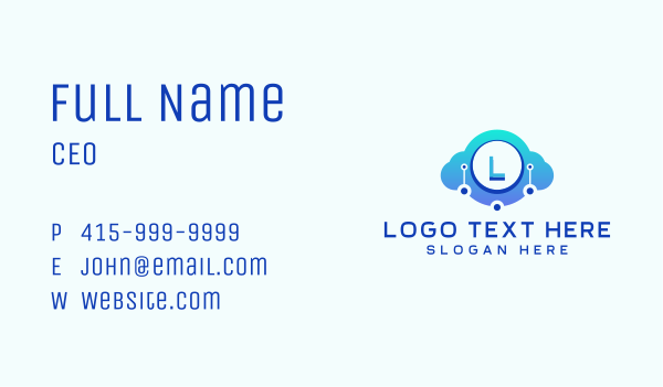 Cyber Cloud Technology Business Card Design Image Preview