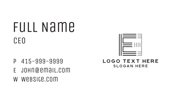 Architecture Stripes Letter E Business Card Design Image Preview