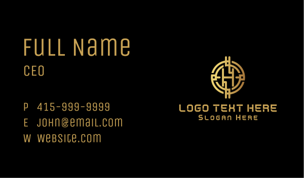 Gold Crypto Letter H Business Card Design Image Preview