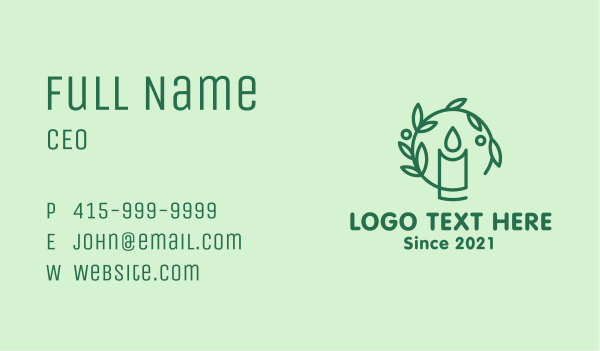 Green Natural Candle Business Card Design Image Preview