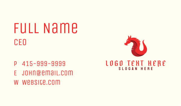 Gaming Dragon Creature Business Card Design Image Preview