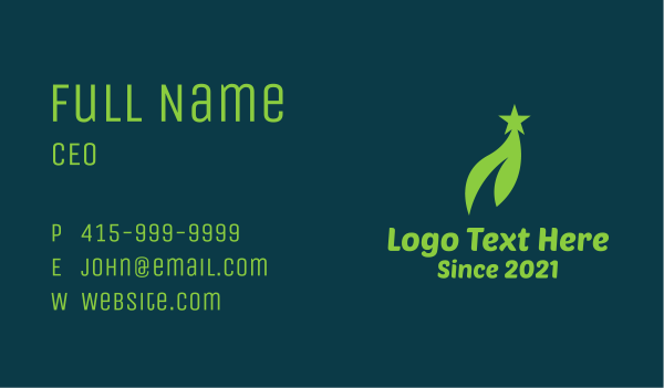 Green Star Leaf  Business Card Design Image Preview