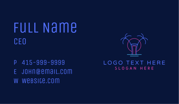 Neon Summer Nightlife Business Card Design Image Preview