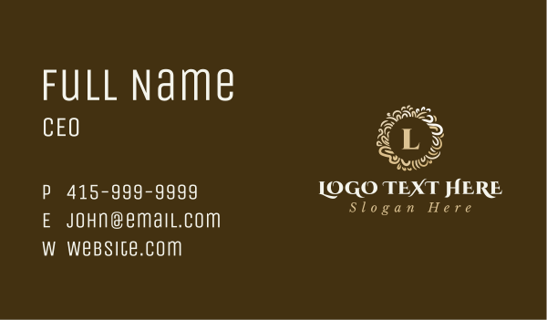 Gold Floral Wreath Lettermark Business Card Design Image Preview