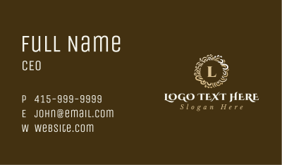 Gold Floral Wreath Lettermark Business Card Image Preview