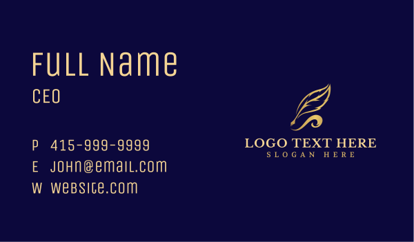 Feather Quill Pen Business Card Design Image Preview